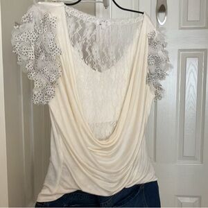 Elegant Cream Lace Ruffle Top